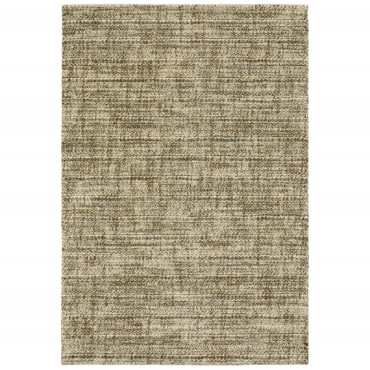 6 X 9 Beige Brown Tan And Blue Green Abstract Power Loom Stain Resistant Area Rug Image 1