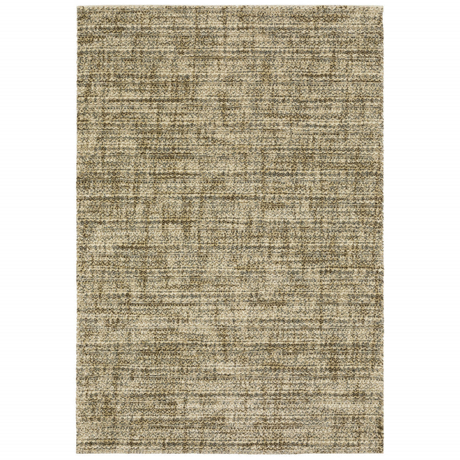 6 X 9 Beige Brown Tan And Blue Green Abstract Power Loom Stain Resistant Area Rug Image 1