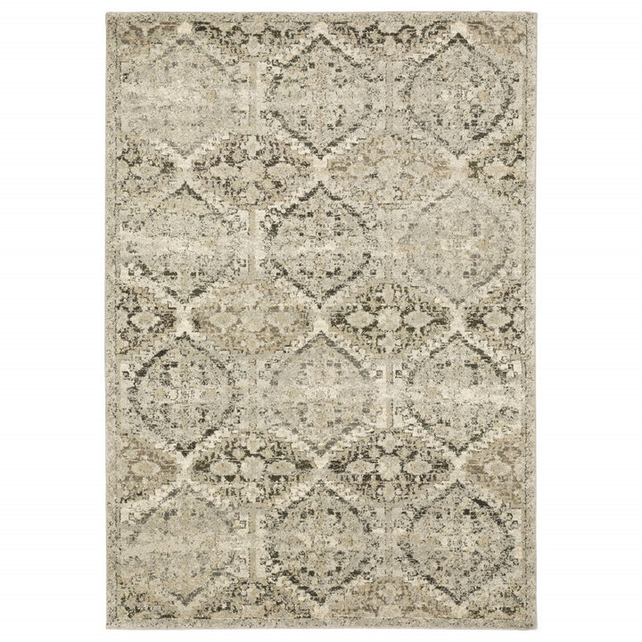 5 X 8 Ivory And Gray Floral Trellis Indoor Area Rug Image 3