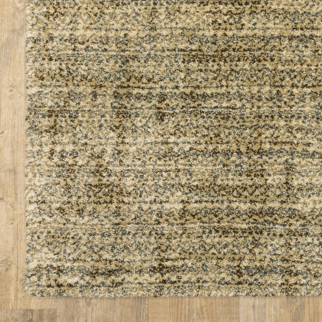 6 X 9 Beige Brown Tan And Blue Green Abstract Power Loom Stain Resistant Area Rug Image 8