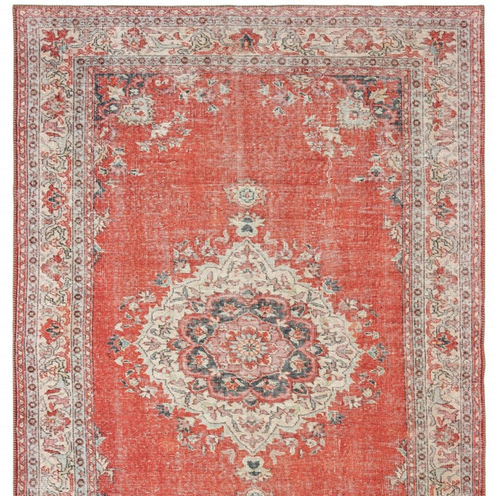 5X8 Red And Gray Oriental Area Rug Image 9