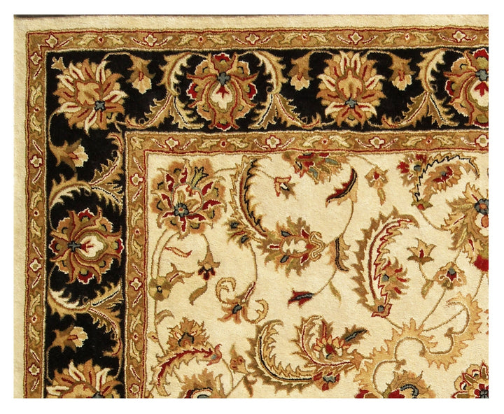 5 x 8 Ivory and Black Oriental Hand Tufted Non Skid Area Rug Image 4