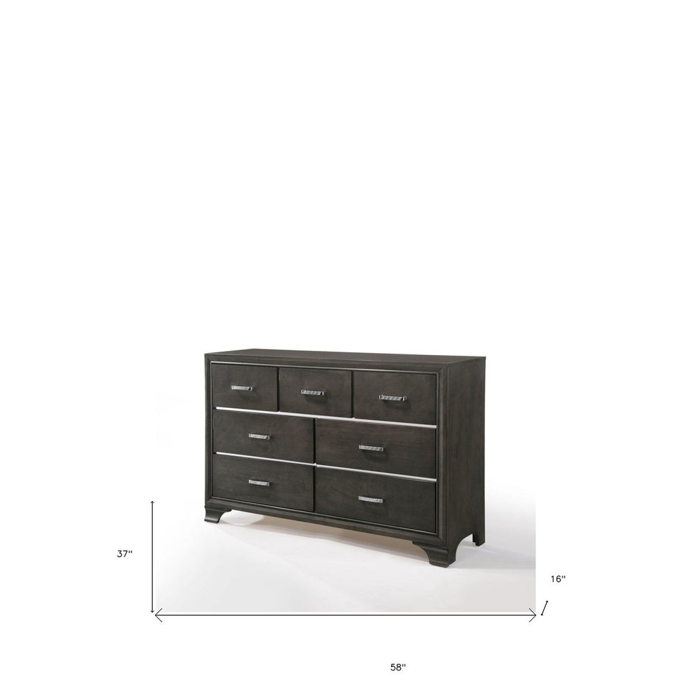 58" Gray Solid and Manufactured Wood Seven Drawer Triple Dresser Image 2