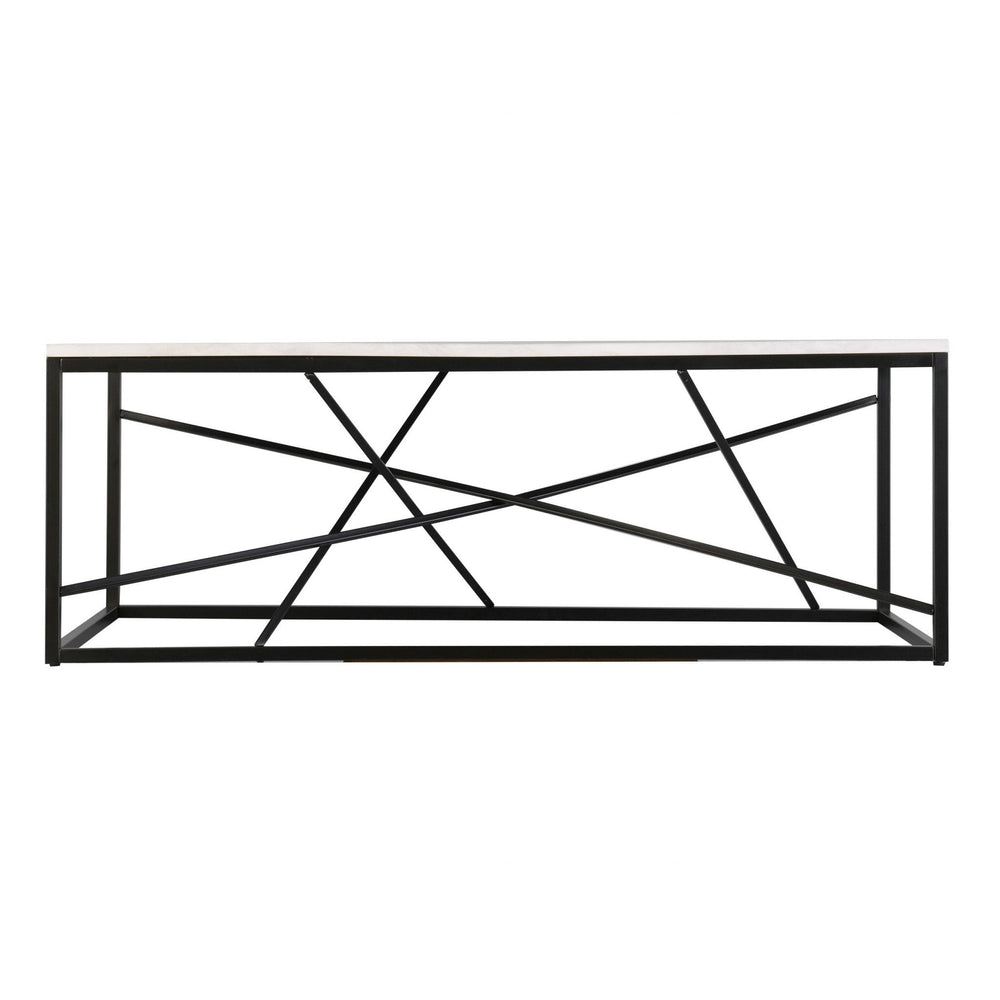 50" Black And White Faux Marble and Metal Geo Rectangular Coffee Table Image 2