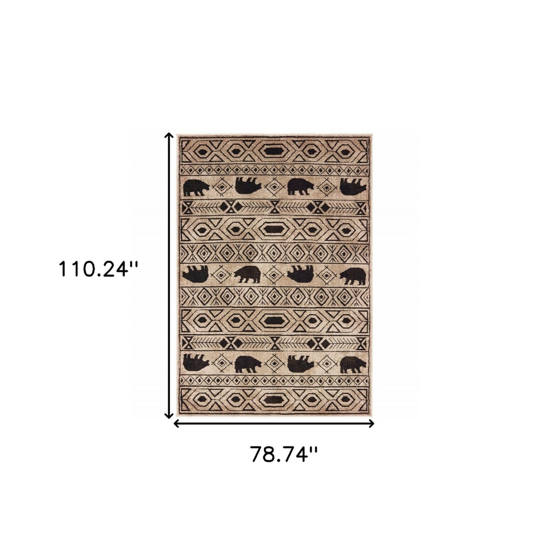 6 X 9 Ivory And Black Southwestern Power Loom Stain Resistant Area Rug Image 5