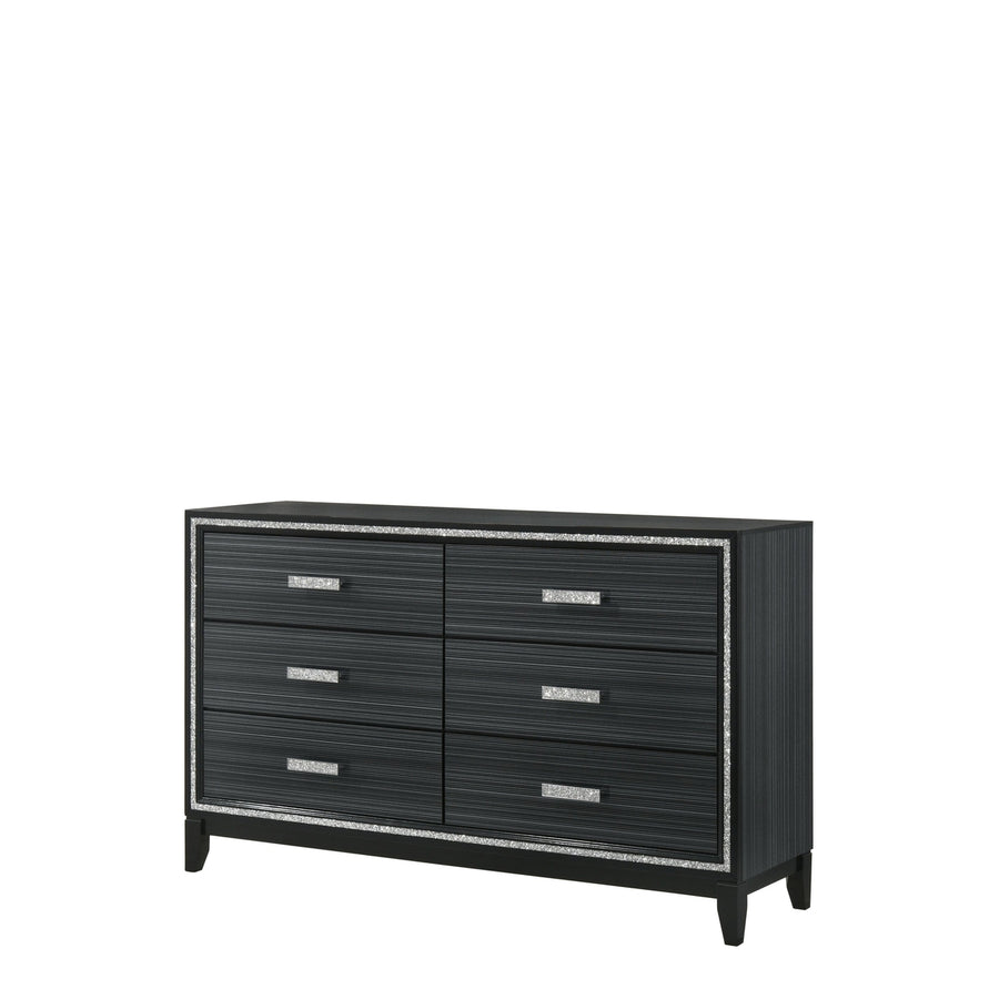 63" Black Solid and Manufactured Wood Six Drawer Double Dresser Image 1