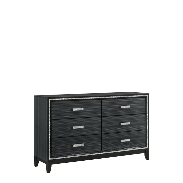 63" Black Solid and Manufactured Wood Six Drawer Double Dresser Image 3