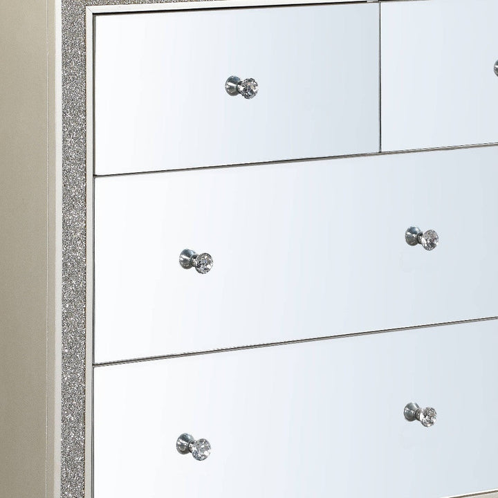 63" Champagne Solid and Manufactured Wood Mirrored Seven Drawer Triple Dresser Image 2