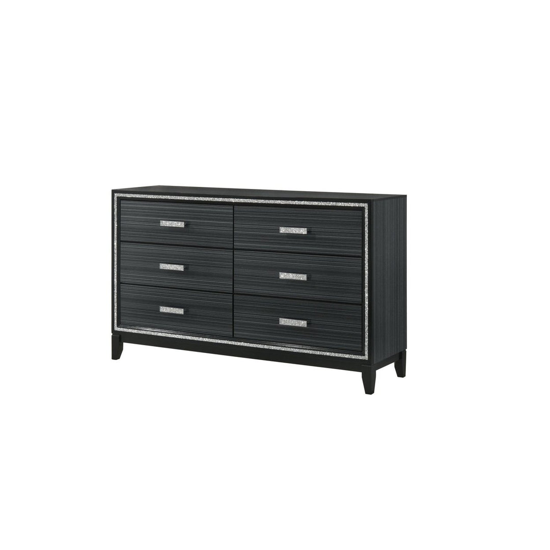 63" Black Solid and Manufactured Wood Six Drawer Double Dresser Image 4