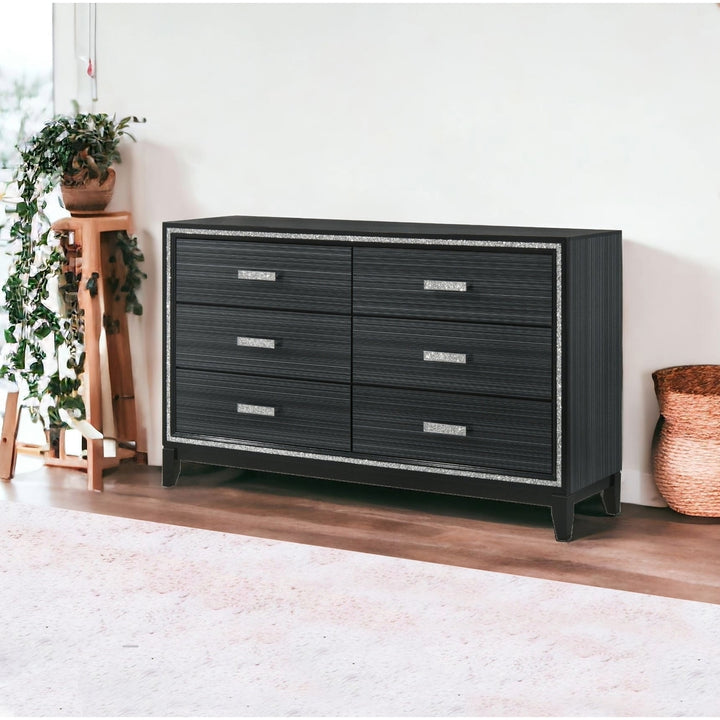 63" Black Solid and Manufactured Wood Six Drawer Double Dresser Image 5