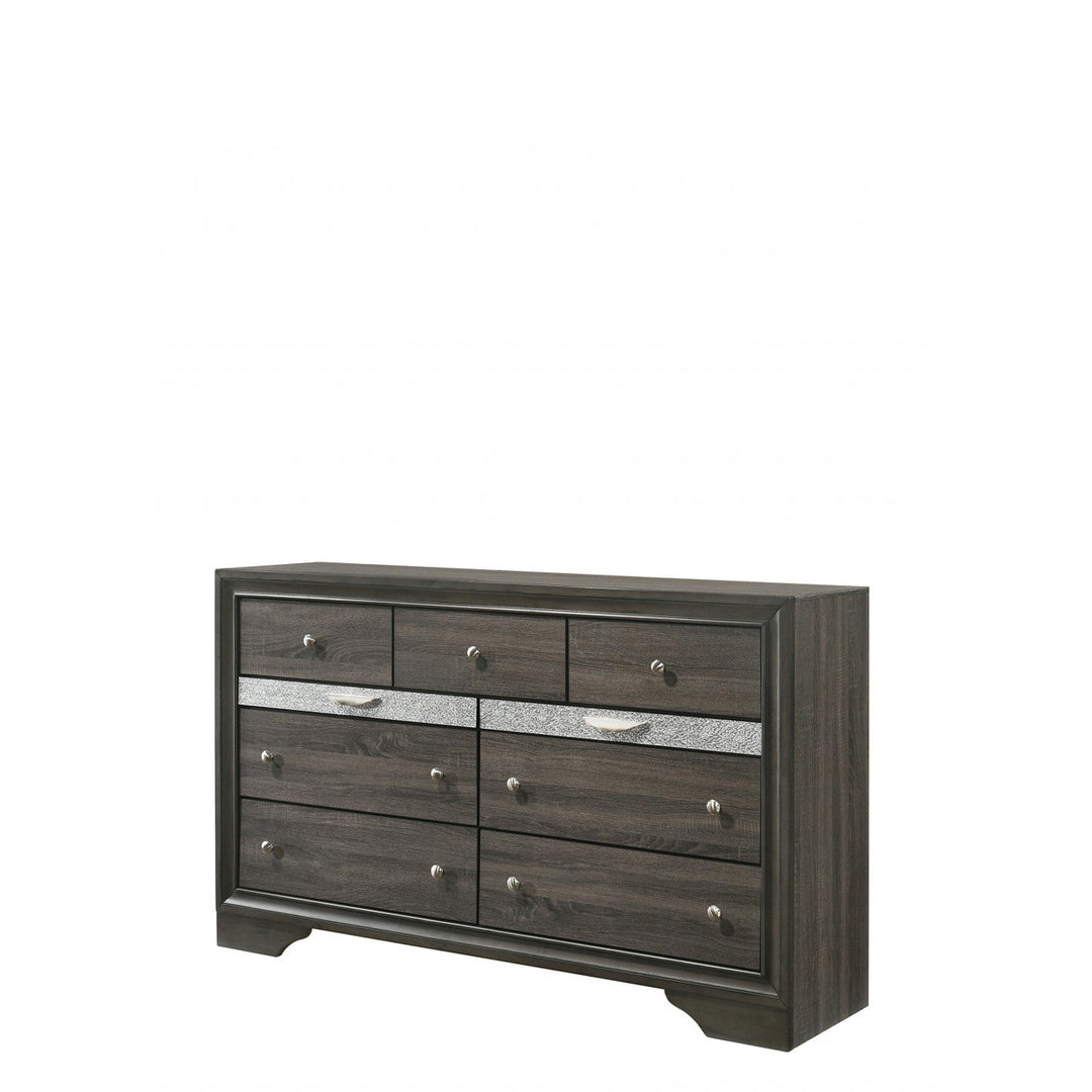 63" Gray Solid and Manufactured Wood Nine Drawer Triple Dresser Image 1