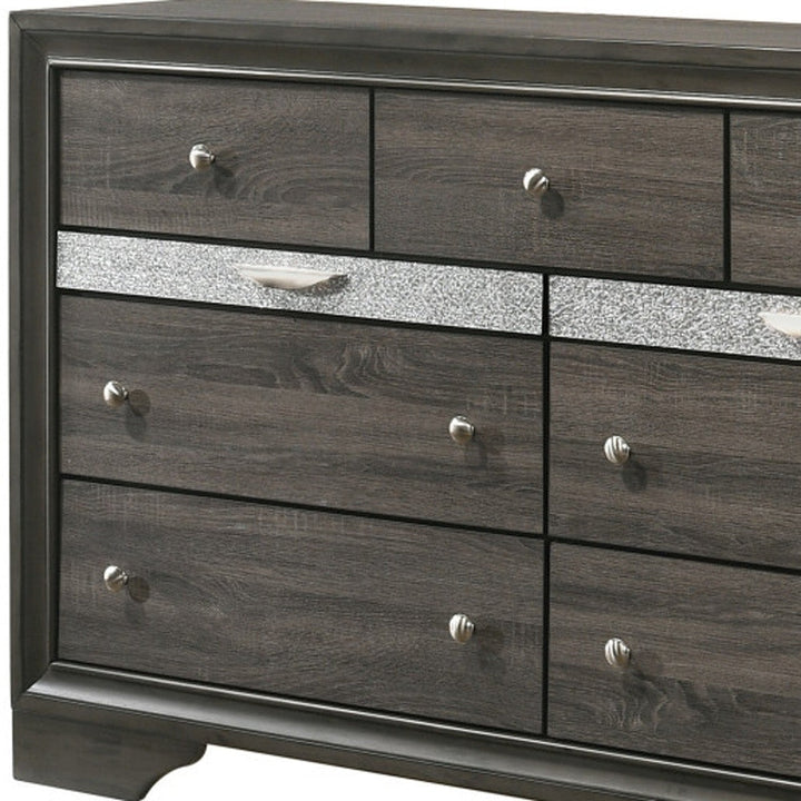 63" Gray Solid and Manufactured Wood Nine Drawer Triple Dresser Image 3