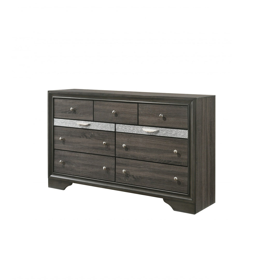 63" Gray Solid and Manufactured Wood Nine Drawer Triple Dresser Image 5