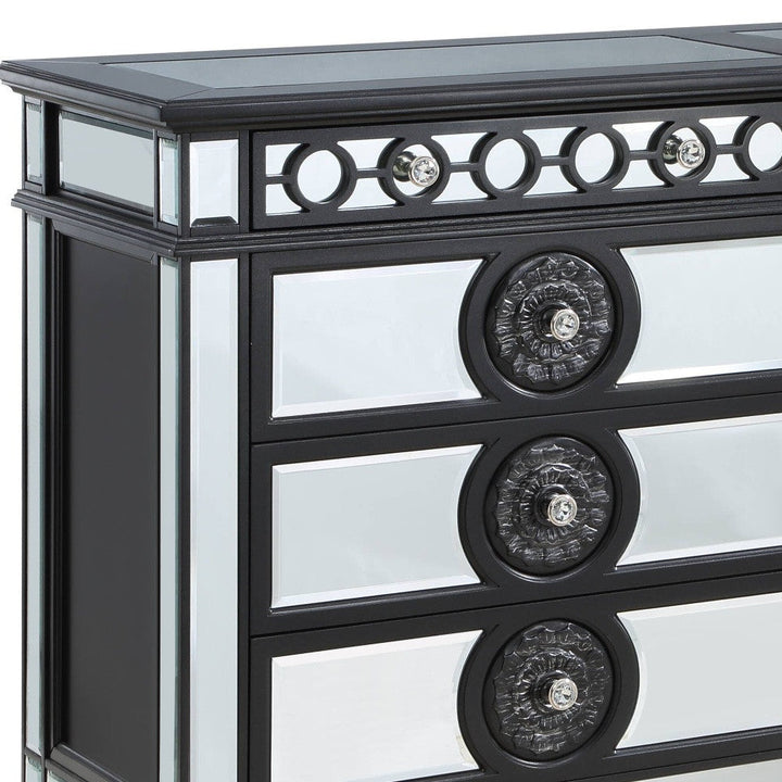 68" Black and Silver Solid and Manufactured Wood Mirrored Eight Drawer Double Dresser Image 3