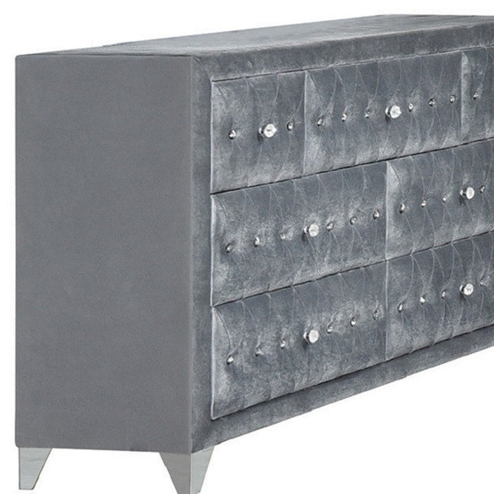 60" Gray Seven Drawer Triple Dresser Image 4