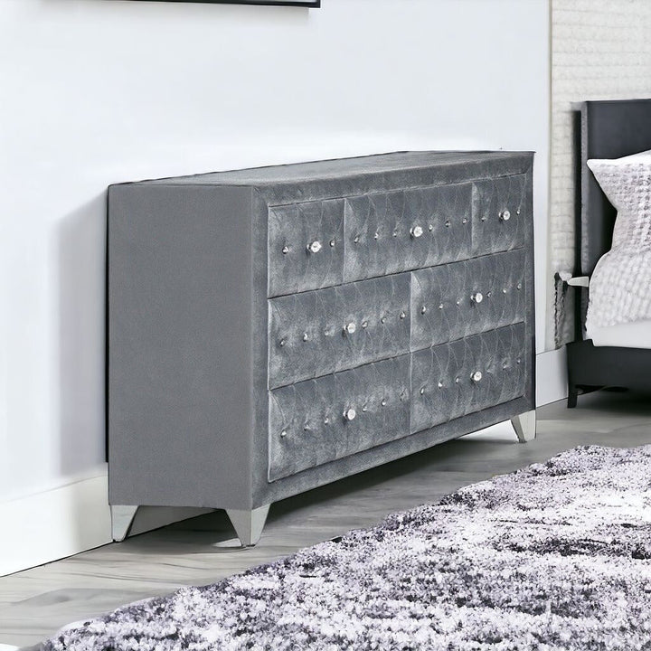 60" Gray Seven Drawer Triple Dresser Image 5