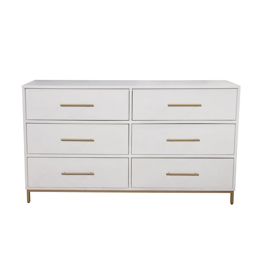 60" White Solid Wood Six Drawer Double Dresser Image 1