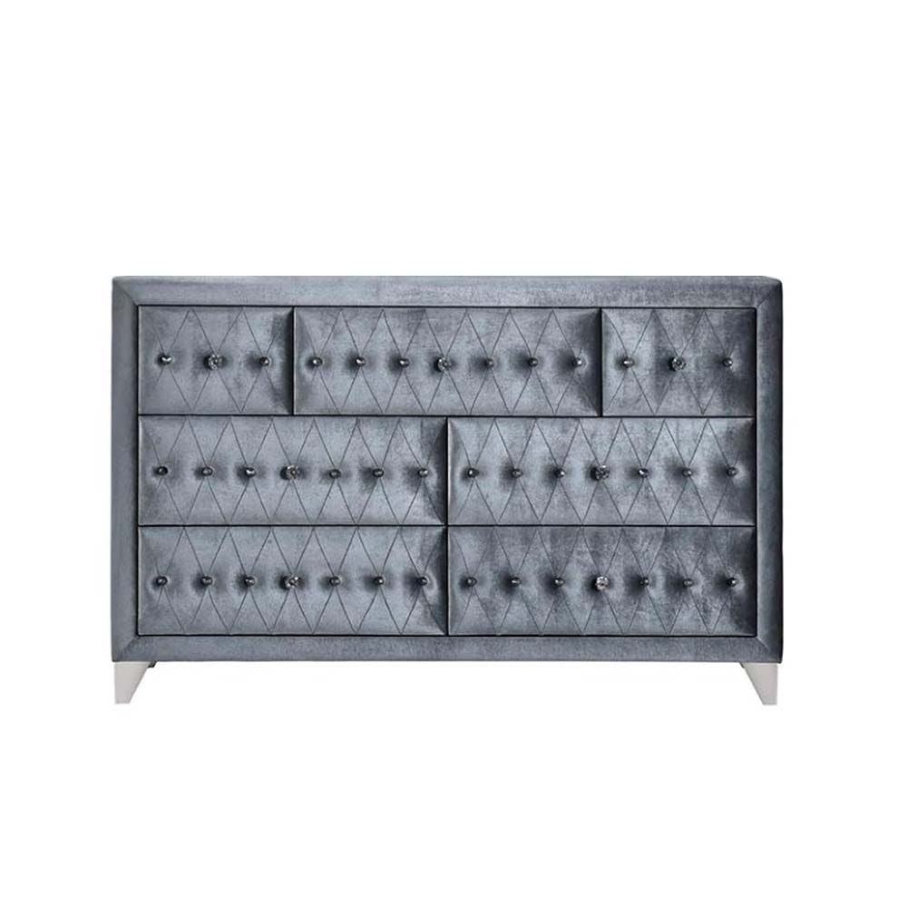 60" Gray Seven Drawer Triple Dresser Image 6