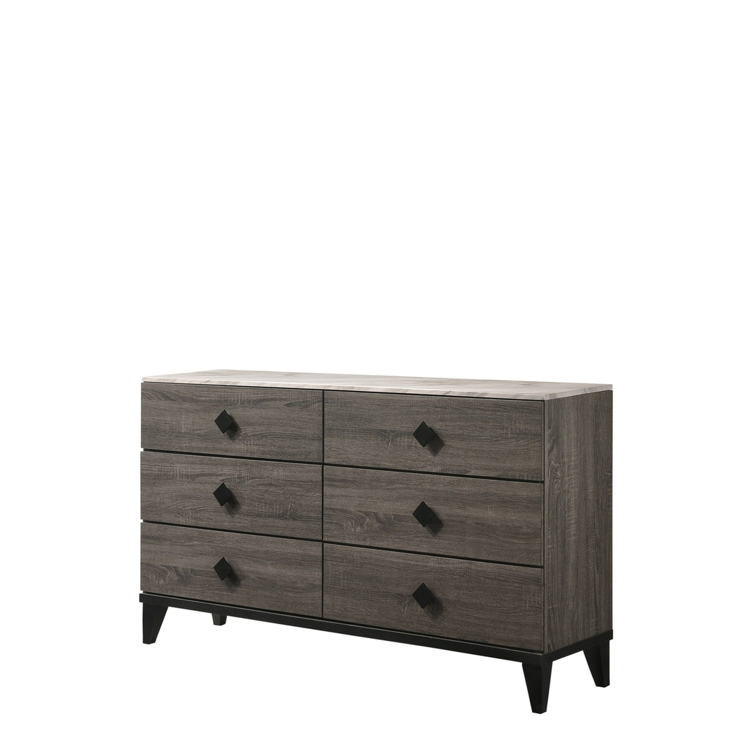 61" Gray Solid and Manufactured Wood Six Drawer Double Dresser Image 1