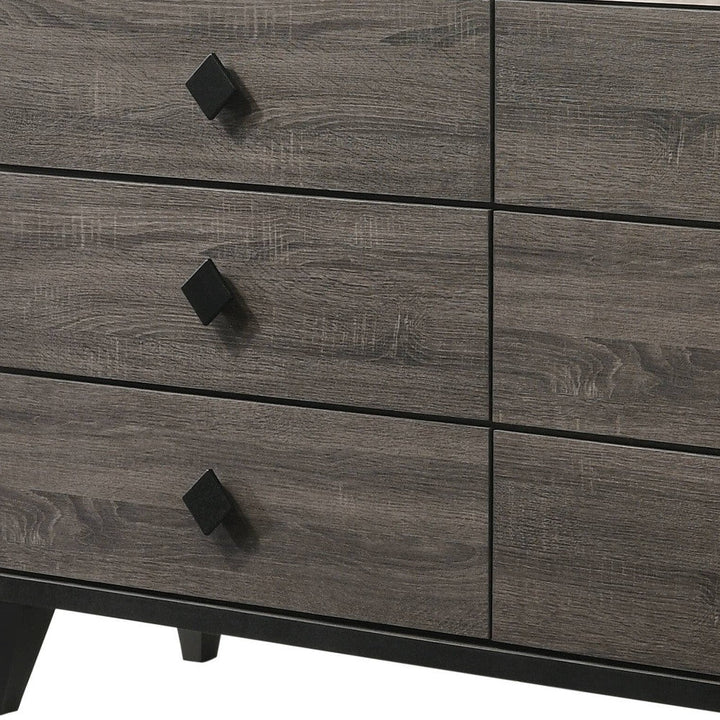 61" Gray Solid and Manufactured Wood Six Drawer Double Dresser Image 2