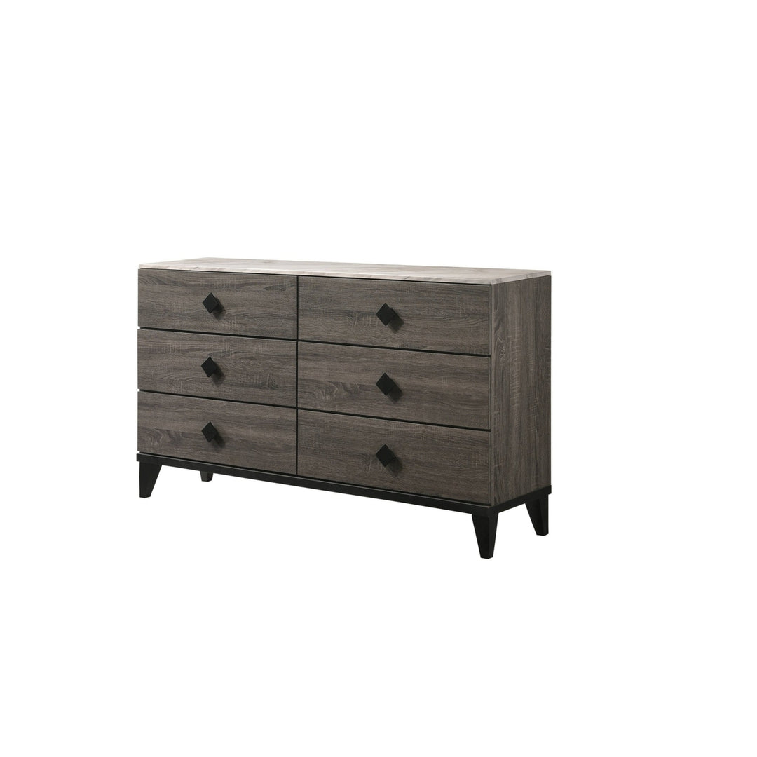 61" Gray Solid and Manufactured Wood Six Drawer Double Dresser Image 7