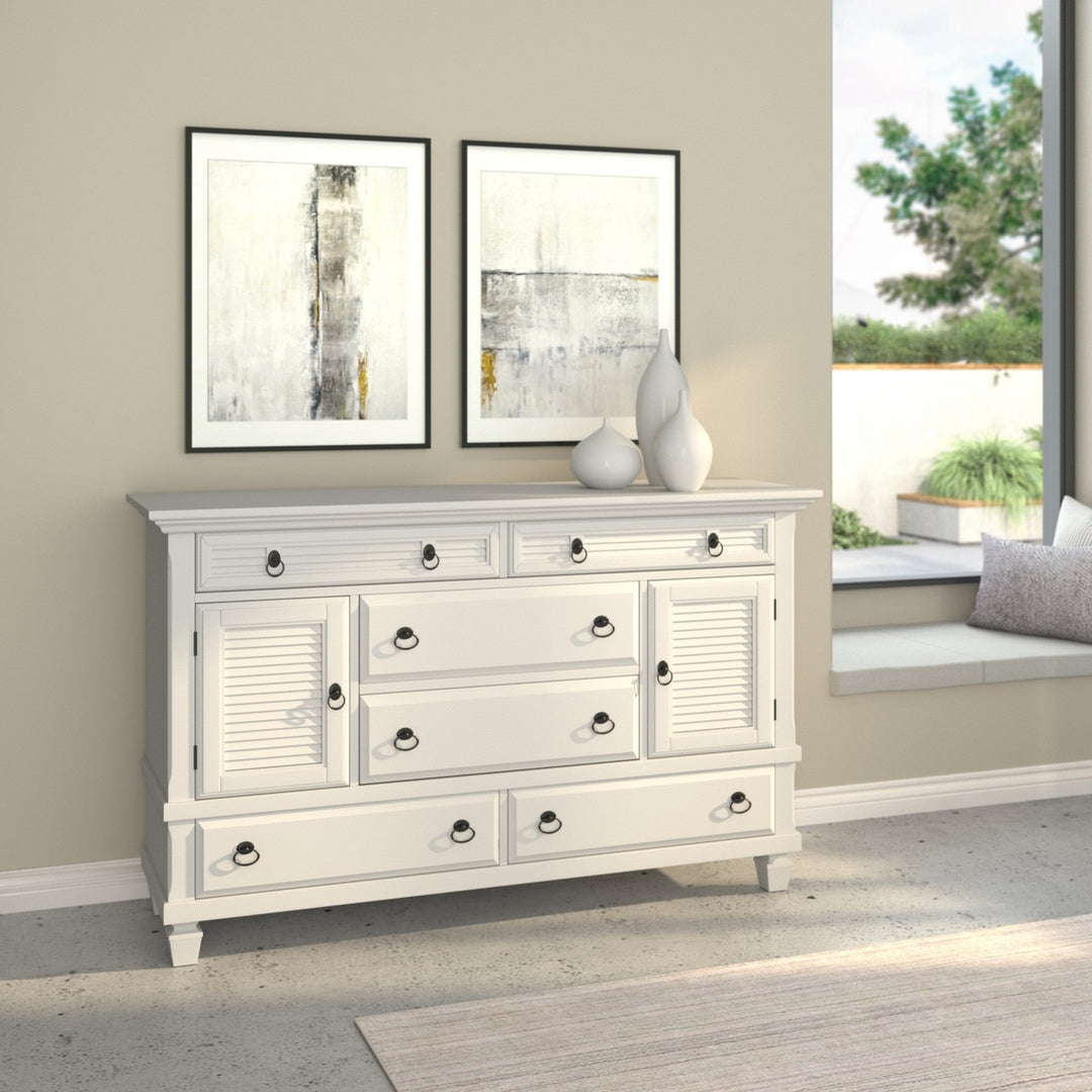 62" White Solid Wood Six Drawer Double Dresser Image 1