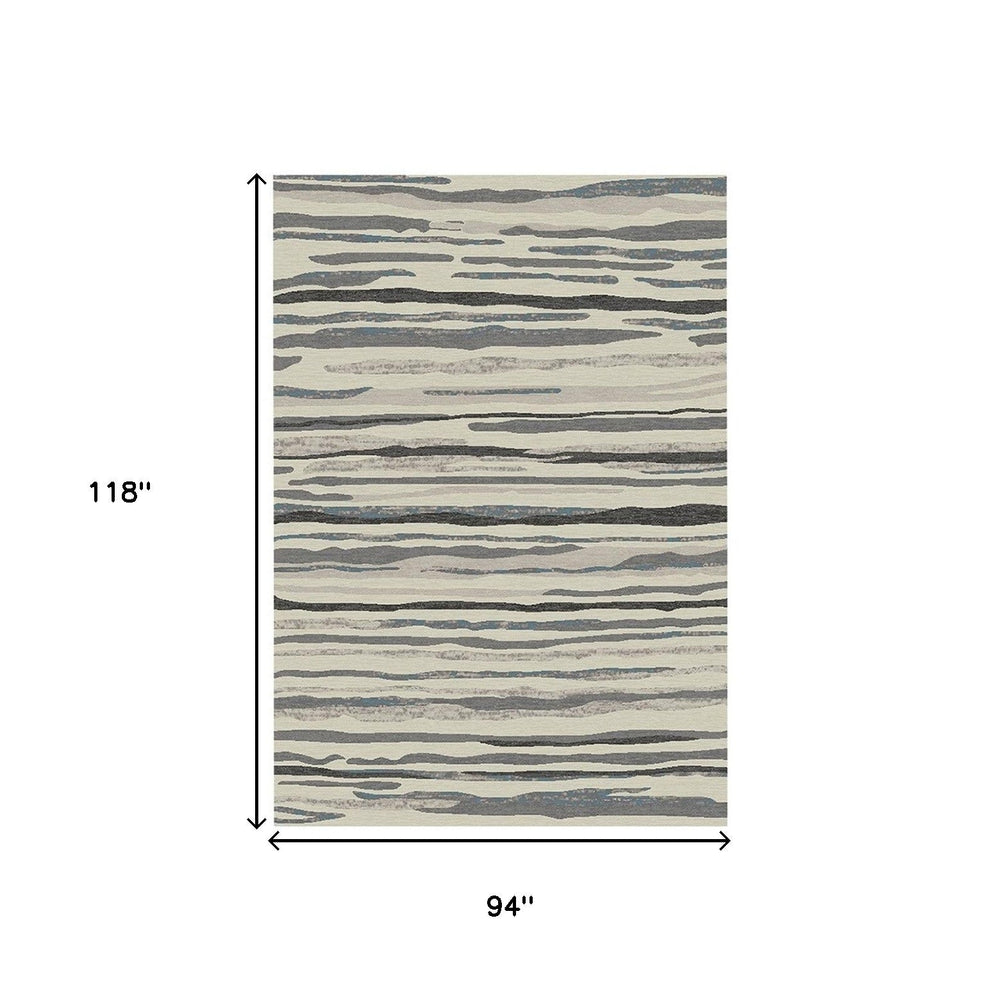 8 x 10 Beige and Gray Abstract Area Rug Image 2