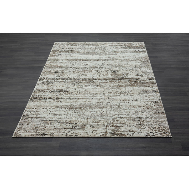 2 X 8 Beige Abstract Distressed Runner Rug Image 1