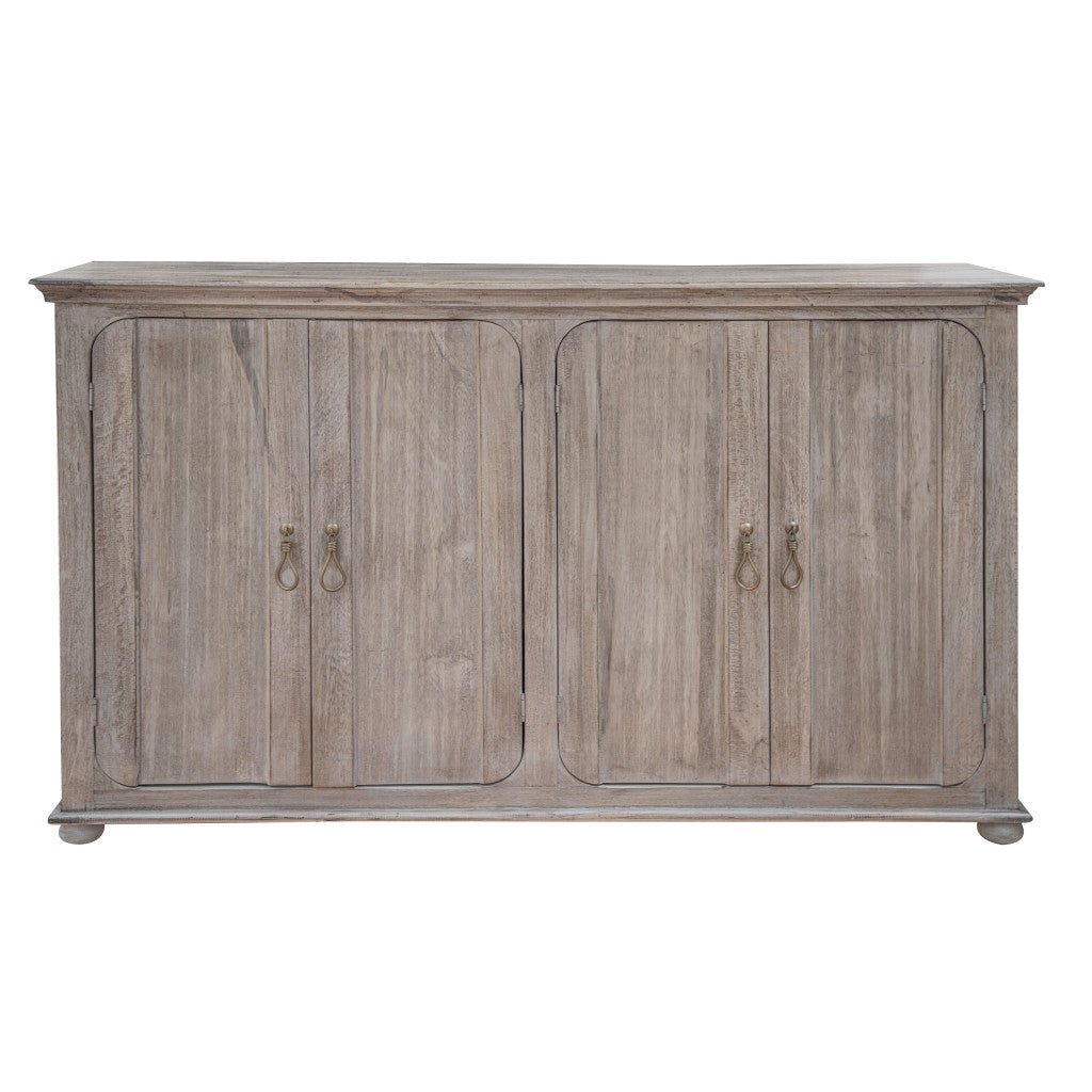 72" Sand Solid and Manufactured Wood Distressed Credenza Image 1