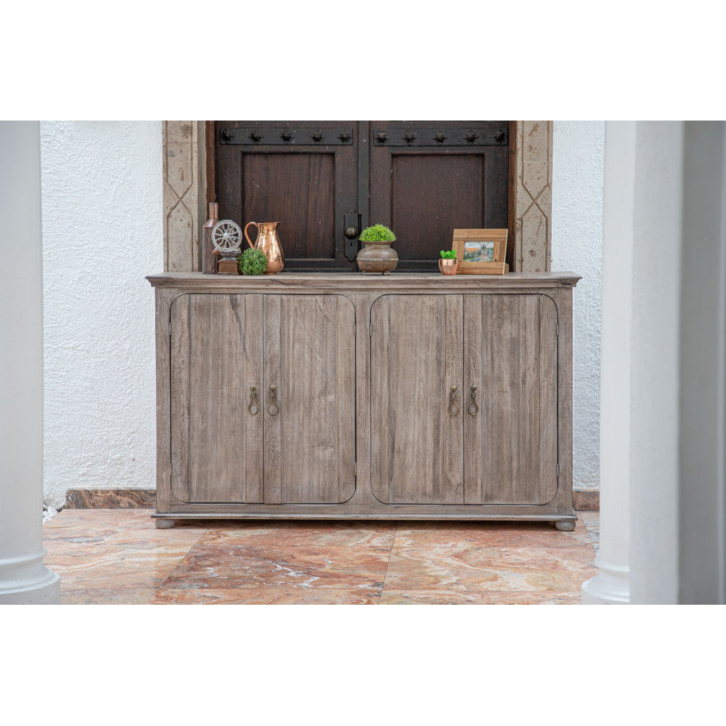 72" Sand Solid and Manufactured Wood Distressed Credenza Image 3