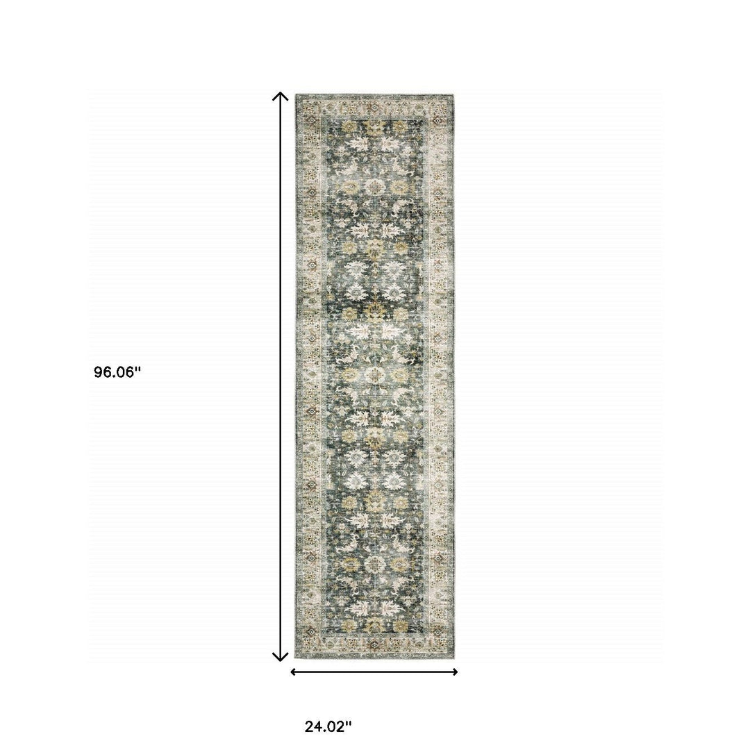 8 Charcoal Oriental Printed Non Skid Runner Rug Image 10