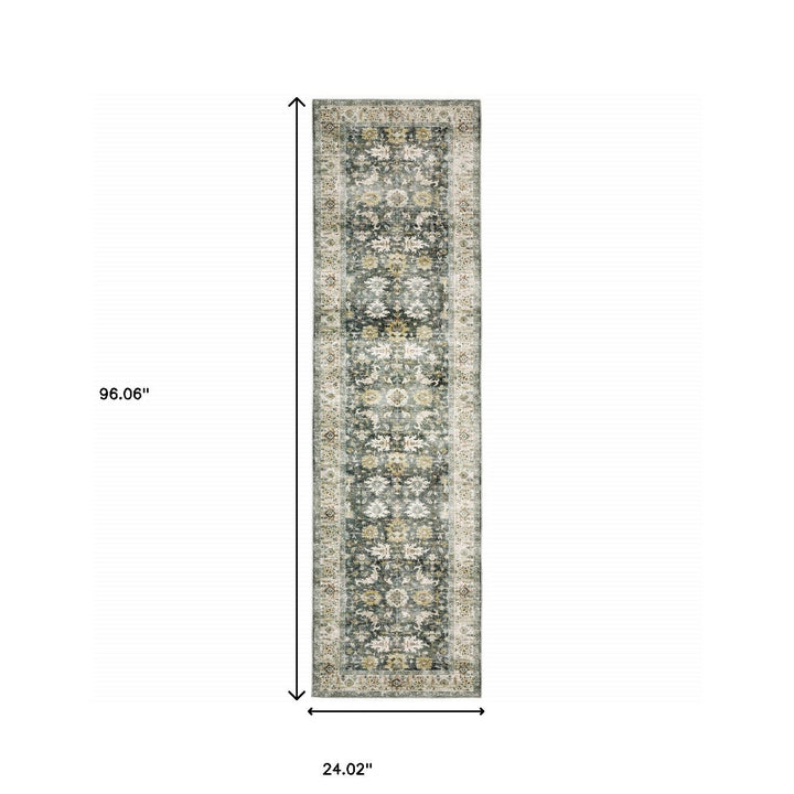 8 Charcoal Oriental Printed Non Skid Runner Rug Image 10