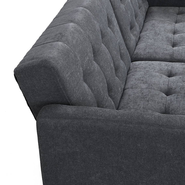 75" Dark Gray Linen Sleeper Sofa With Silver Legs Image 9