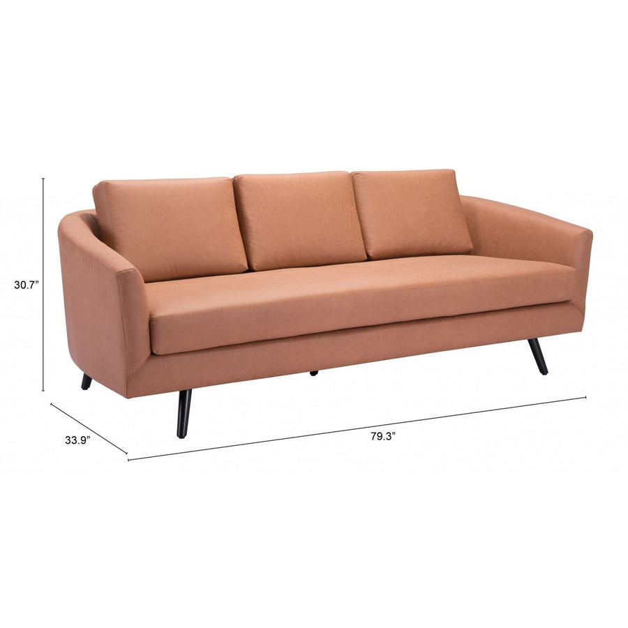 79" Brown Faux Leather Sofa With Black Legs Image 1