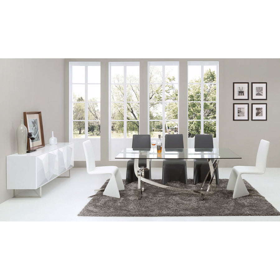 79" Clear And Silver Glass And Stainless Steel Dining Image 1