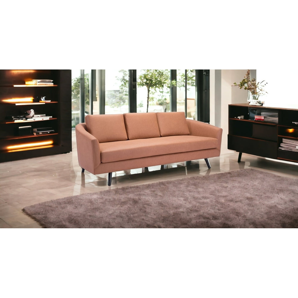 79" Brown Faux Leather Sofa With Black Legs Image 2