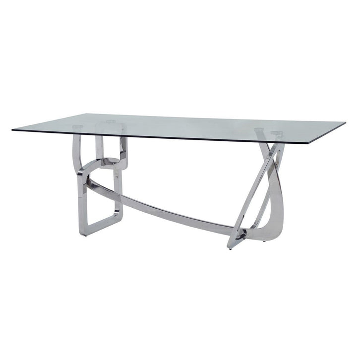 79" Clear And Silver Glass And Stainless Steel Dining Image 2