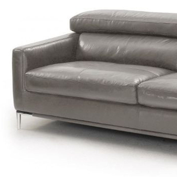 79" Dark Grey Leather Sofa With Silver Legs Image 4