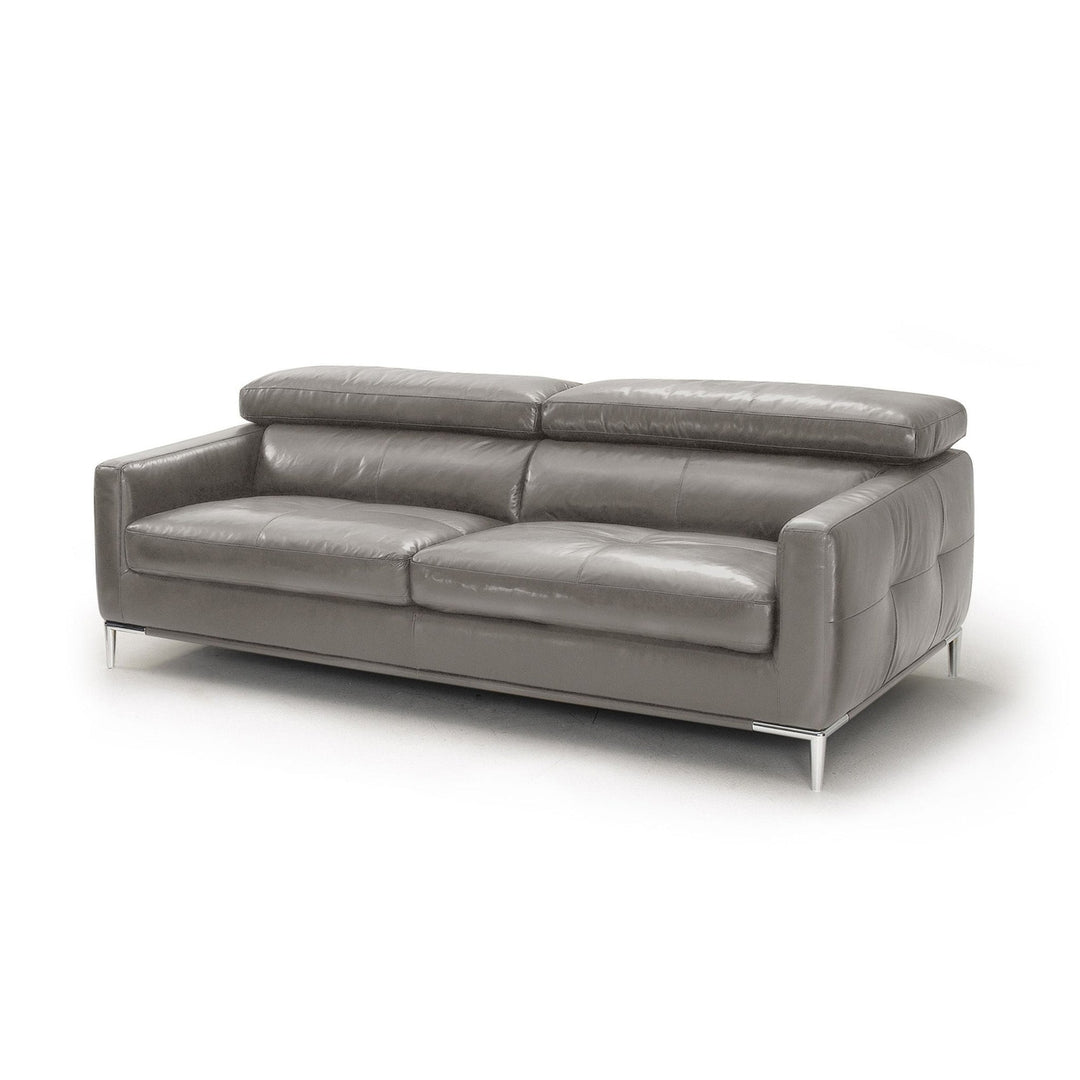 79" Dark Grey Leather Sofa With Silver Legs Image 5