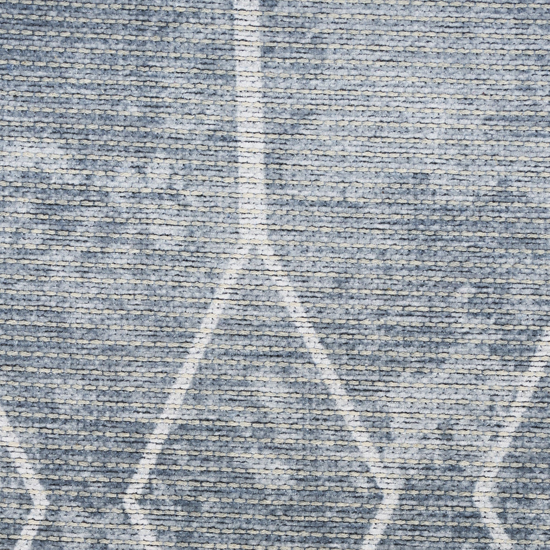 8 Blue and Gray Geometric Power Loom Washable Runner Rug Image 3