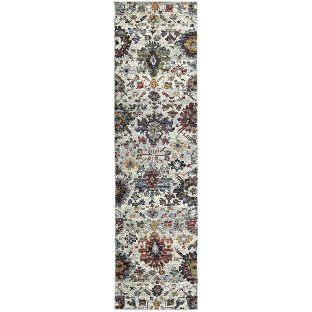 8 Runner Purple and Gray Oriental Power Loom Runner Rug Image 1