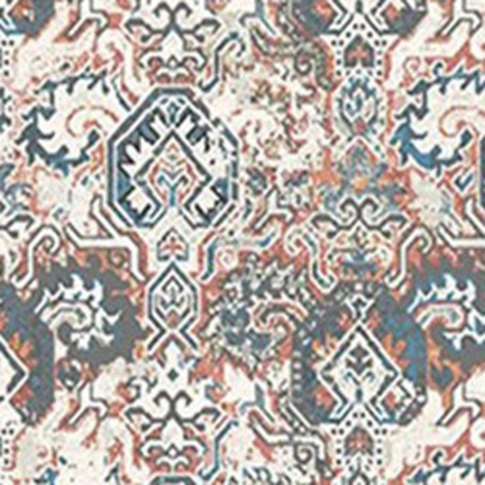 8 Rust Oriental Distressed Runner Rug With Fringe Image 4