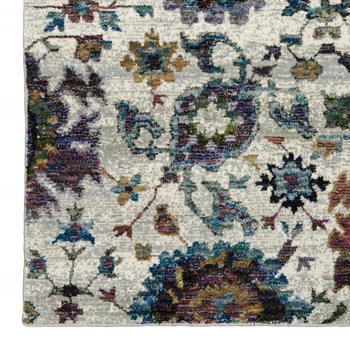 8 Runner Purple and Gray Oriental Power Loom Runner Rug Image 4