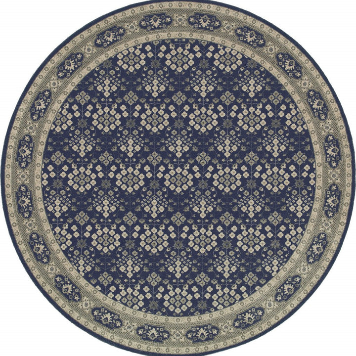 5X8 Navy And Gray Floral Ditsy Area Rug Image 10