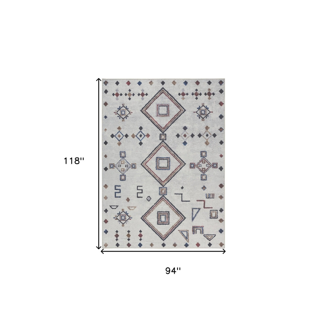 8 x 10 Gray and Brown Geometric Power Loom Washable Area Rug Image 11