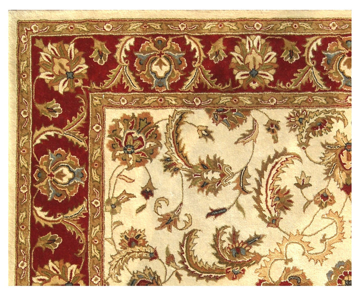 8 x 11 Ivory and Red Oriental Hand Tufted Non Skid Area Rug Image 4