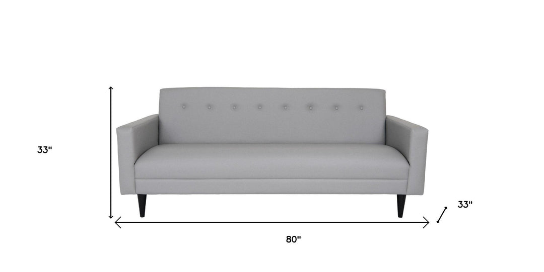 80" Gray Faux Leather Sofa With Black Legs Image 4