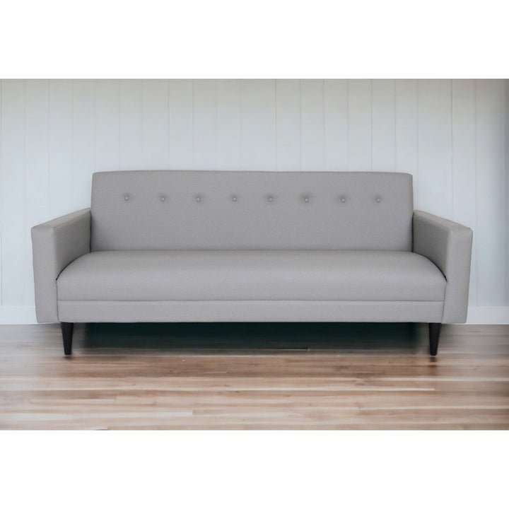 80" Gray Faux Leather Sofa With Black Legs Image 5