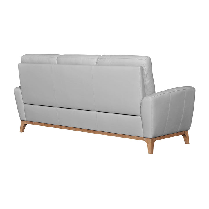 83" Gray Leather Sofa With Brown Legs Image 3