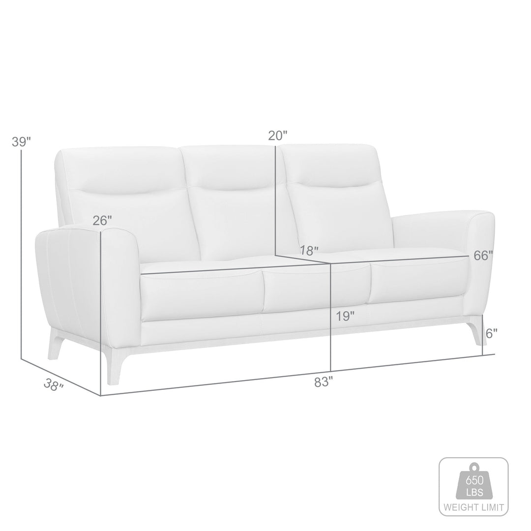 83" Gray Leather Sofa With Brown Legs Image 7